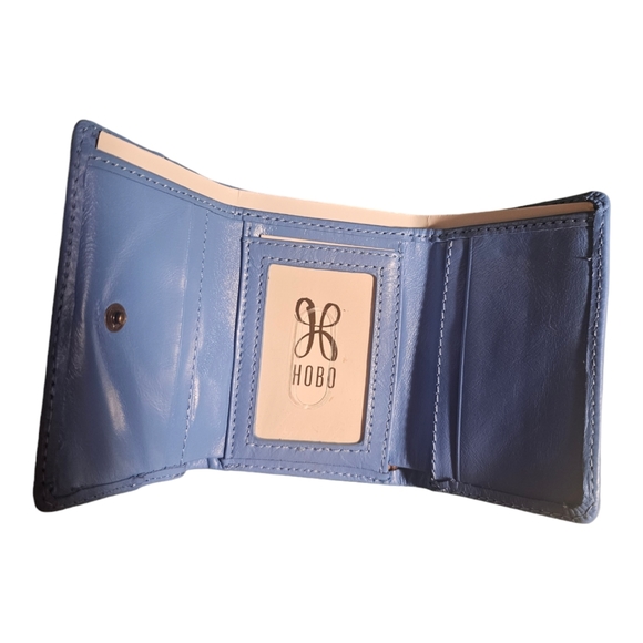 NWT HOBO INTERNATIONAL JILL Mini WALLET TRANQUIL BLUE billfold trifold coin zip - Picture 5 of 6